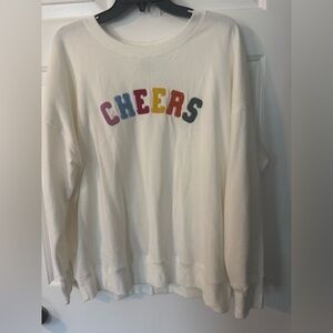 white cheers crew neck